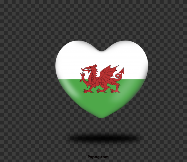 HD PNG Wales Flag like a Heart Transparent IMG