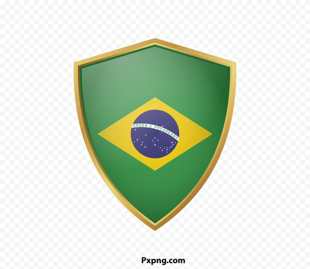 HD Brazil Badge flag vector with golden PNG