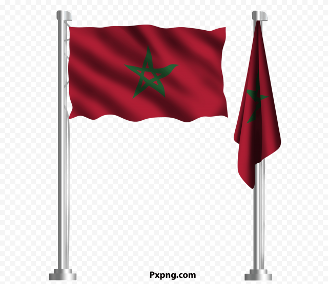 HD PNG Waving Morocco Flag On Pole Transparent Background