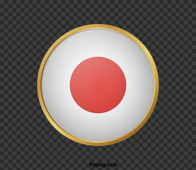 HD Round Flag Japan Gold Framed Icon PNG