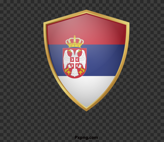 HD Serbia Badge flag vector with golden PNG