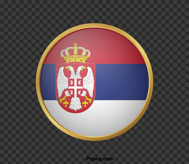 HD Round Flag Serbia Gold Framed Icon PNG