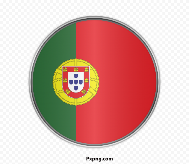 HD Round Flag Portugal Silver Framed Icon PNG