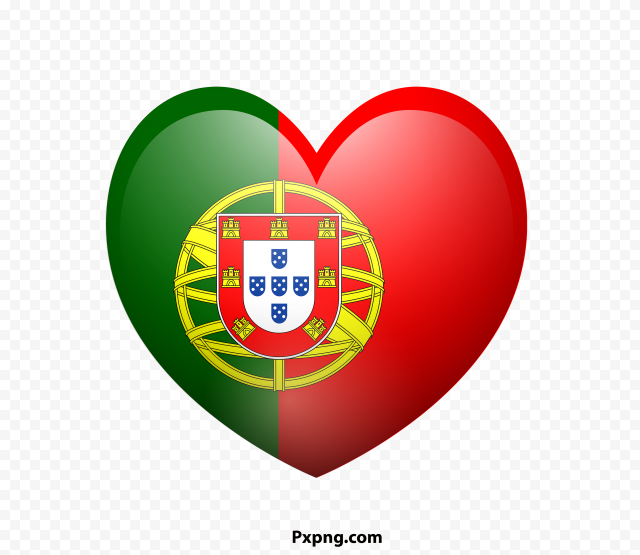 HD Portugal Flag Heart Shape PNG