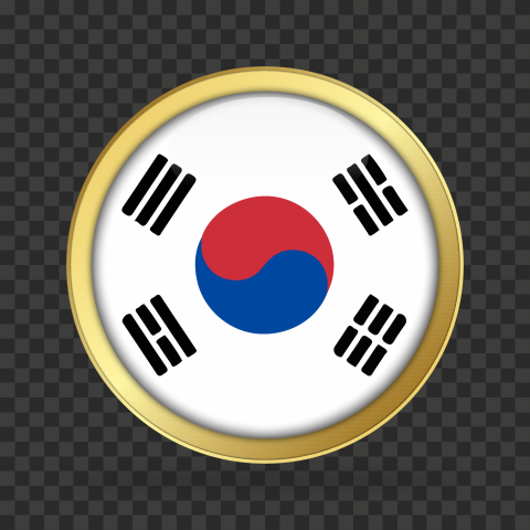HD Round Flag south korea Gold Korea Icon PNG