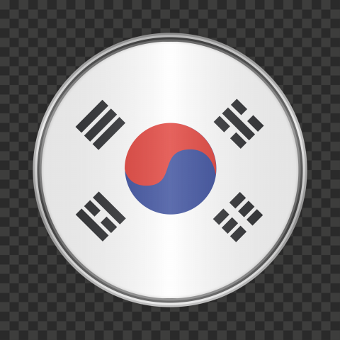 HD Round Flag Korea Silver Framed Icon PNG
